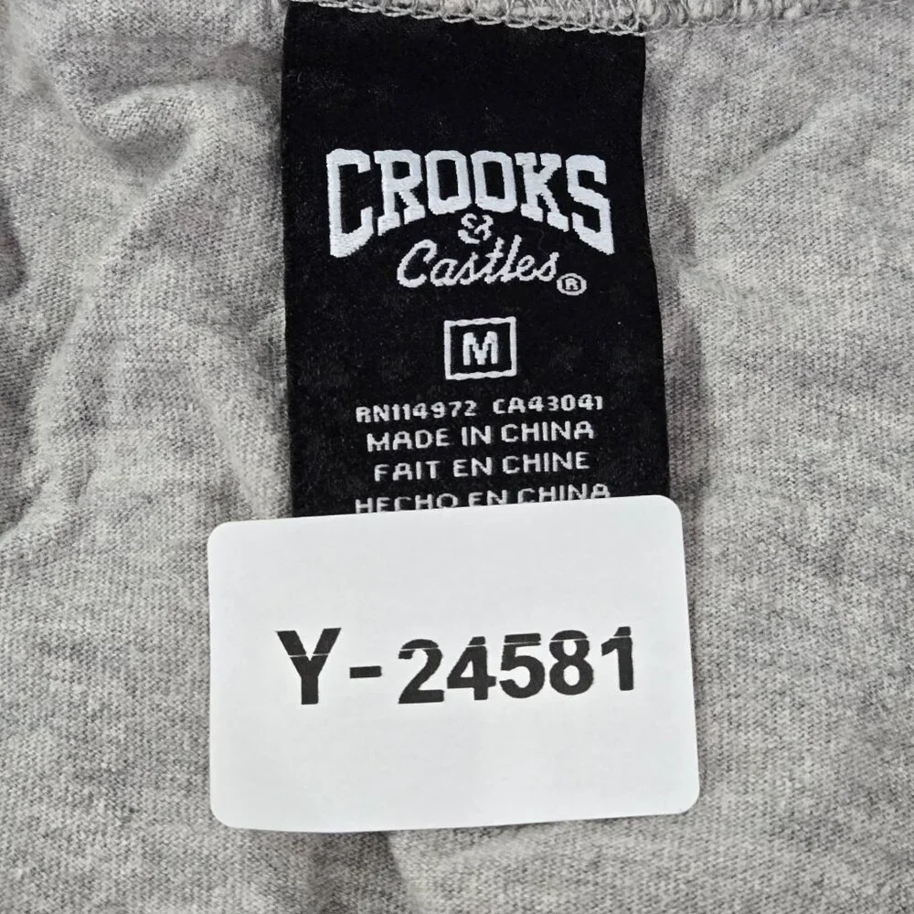 Crooks & Castles Men Tank‎ Top M Gray Colorblock Medusa Text Logo Sleeveless